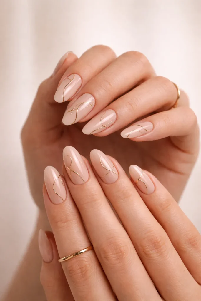 3D Gold Nail Designs