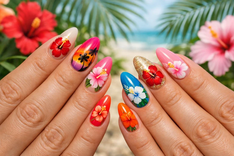 10 Hibiscus Flower Nail Ideas That Bring Bold Tropical Vibes