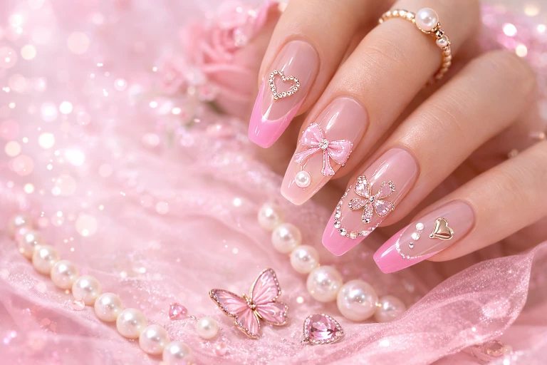 Pink French Tip Nails
