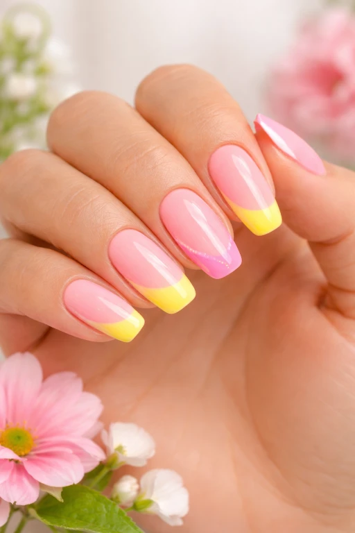 Pink and Yellow Nail Ideas
