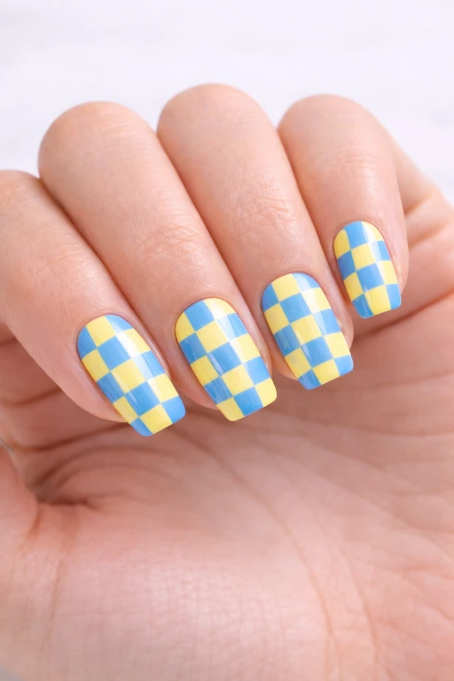 Cute Lemon and Blue Nail Ideas