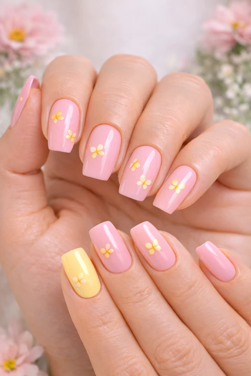 Pink and Yellow Nail Ideas