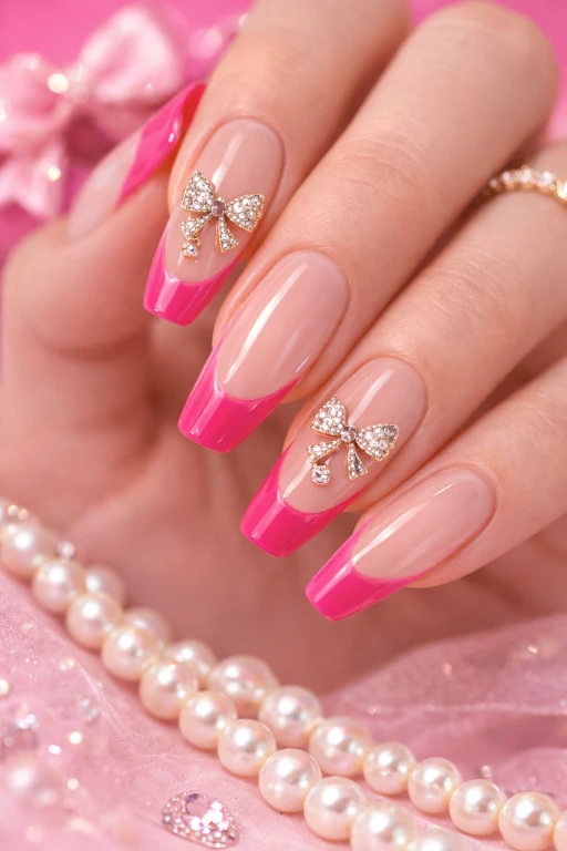 Pink French Tip Nails