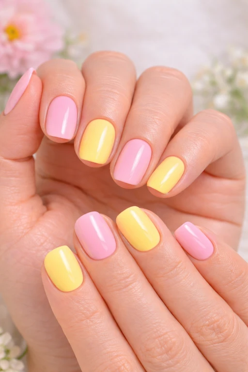 Pink and Yellow Nail Ideas
